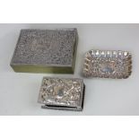 A Continental silver mounted rectangular box, the hinged lid with attached silver panel with