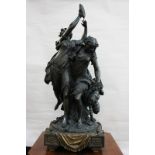 After Claude Michel, known as Clodion, a bronze figure group of two classical maidens and a faun