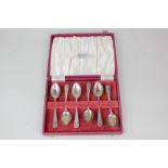 A cased set of six George V silver coffee spoons, maker Emile Viner, Sheffield 1934