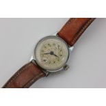 A Pierce Chronograph steel wristwatch, CAL 130 mono pusher, circa 1945, 35mm