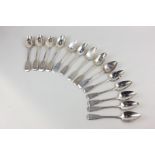 A set of five George III silver fiddle pattern teaspoons, maker John Lias, London 1805, a set of