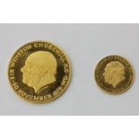 An 18ct gold Winston Churchill limited edition commemorative two-coin set with profile portrait