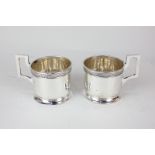 A pair of German 800 silver coffee cups, maker Rossdeutsher & Reisig, Breslan, 7oz