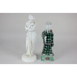 A Blanc de Chine porcelain model of a semi nude classical figure, 25cm, together with a Chinese