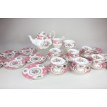 A Royal Albert 'Lady Carlyle' porcelain part tea set, with floral and scrolling pink and gilt
