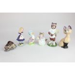 Two Beswick Beatrix Potter figures of Ribby and Jemima Puddleduck, together with two Beswick Alice
