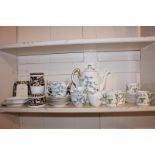 An Adderley porcelain part coffee set in Chinese Blossom pattern, comprising coffee pot, milk jug,