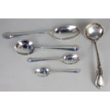 An Elizabeth II silver sauce ladle, maker Algernon Asprey, London 1976, together with four various