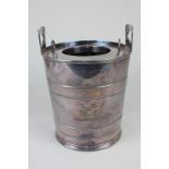 A Mappin & Webb silver plate ice bucket wine cooler, presented 'LB to EO Sept 4th - 20th 1909'