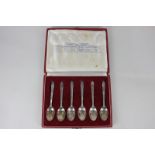 A cased set of Edward VIII silver commemorative teaspoons representing British hallmarks, 1936