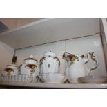 A large collection of Royal Albert Old Country Roses pattern porcelain including a lamp base, two