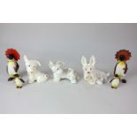 Three Beswick porcelain models of dogs with ladybirds, one on nose (804) and on tail (805 and
