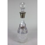 A Elizabeth II silver collared cut glass decanter, maker C J Vander Ltd, Birmingham, 1975, with