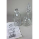 A Brierley crystal spirit decanter with engraving by David Whyman 1983, depicting a badger and an