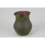 An early 20th century Jordan ware Clapham studio pottery vase with scalloped rim, initialled JFJ (J.