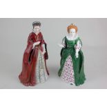 Two Coalport limited edition porcelain Queens of England, modelled by Mike Abberley, comprising