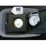 Watches: Ingersoll Ltd, "Triumph" white metal pocket watch, also yellow metal Waltham pocket watch