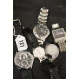 Watches: RSW, Rochas, Seiko, Festina, Rado wrist watches, 3 with stainless steel bracelets, 2 with