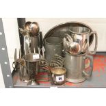 Pewter and plated ware toast rack's, tankard's, jug's flatware.