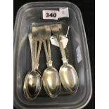 Hallmarked Silver: Teaspoons, bright cut pattern, London 1886 John Pope Genge - set of 6 plus