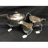 Hallmarked Silver: Teaset, Regency style, 3 piece Birmingham 1905/06. Approximately 31oz.