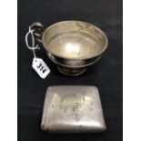 Hallmarked Silver: Cigarette case, Chester monogrammed, to front dated 1915 plus a Walker Hall