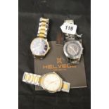 Watches: Men's Helve Co stainless steel watch with instruction manual plus 2 gents Aigner wrist