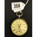 Hallmarked Silver: Cased fob watch with key wind movement, Kay & Company.