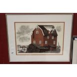 David Gentleman: Watercolour "The Tidal Mill at Wood Bridge" signed lower right and dated 66, framed