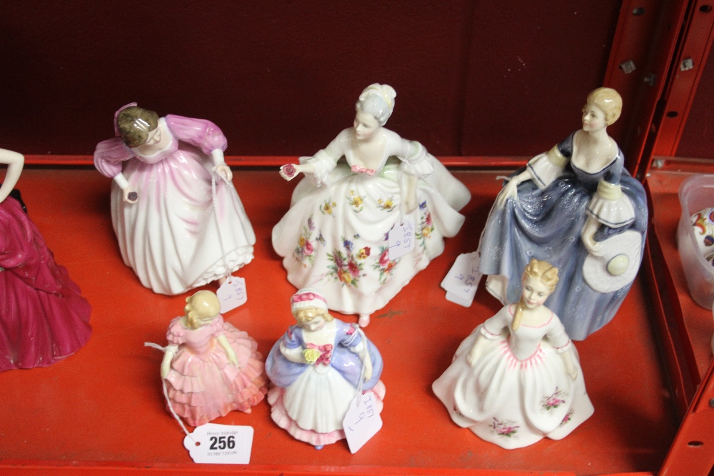 Royal Doulton Figurines: HN 3420 Ashley, HN 2335 Hilary, HN 2468 Diana, HN3481 Lavender Rose, HN3620