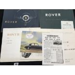 Automobilia: Rover sales brochures 1954, 60, 75, 90 colour cover with price list, reprint 1956 "