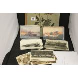 Postcards: 20th cent. Album plus loose cards including Tucks Oilette Railway loco's, London and N.