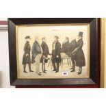 Richard Dighton 1795-1880: Ink and watercolour on paper " Gathering of Gentlemen" signed lower right