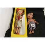 Toys - Pelham Puppets: Dutch girl c1960s and Pinky of Pinky & Perky.