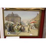 20th cent. Lucy Maddley Artist: Watercolour "Market Day Hebden Knee". Framed and glazed 14ins. x