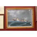 19th cent. English School: Primitive watercolour maritime study of SS Wave West Hartlepool in