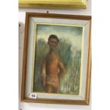 William Drew 1928-84 Australian: Oil on board "Aboriginal Boy", signed lower right. Framed 9½ins.