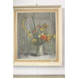 20th cent. British School: oil on canvas still life "Wild Flowers in a Vase", unsigned framed 23½