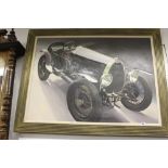 Rozycky: Oil on canvas - Bugatti Brescia open top racing car, unsigned, gallery label on verso.