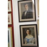 English School: Early 20th cent. Pastel Study portraits of a young lady and man. Mounted, framed and