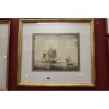 William Anderson 1759- 1837 watercolour, a study of ships under sail, framed and glazed 11½ins. x