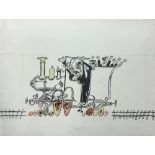 Art/Movies: Ronald Searle, British 1920-2011: Original ink and watercolour "The Great Train Robbery"