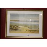 Claude Montague Hart 1869-1952: Watercolour Cornish School "Cornish Seascape with Dunes" 20ins. x