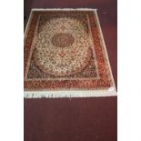 @21st cent. Rugs: Keshan rug, beige ground. 1.90 x 1.40.
