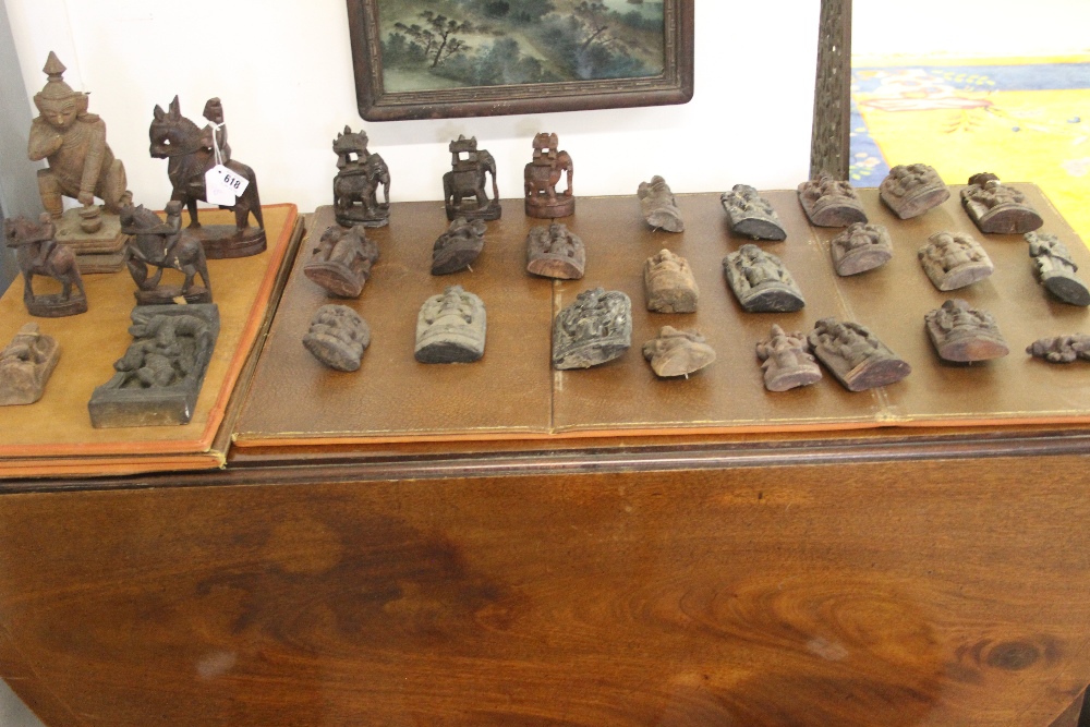 20th cent. Asian carved treen figures of Deities and elephants. (30).