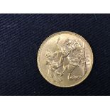 Gold Coins: Sovereign Edward VII, 1907.