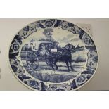 20th cent. Ceramics: Dutch blue and white charger by Chemkefa of Holland.