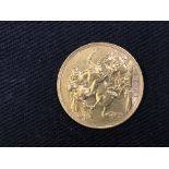 Gold Coins: Sovereign Edward VII, 1909.