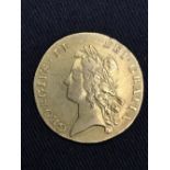 Gold Coins: British George II 1739 two guinea's, portrait fair reverse shield good, 16.6g.