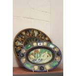 20th cent. Continental Ceramics: Majolica plate, central roundel of a head of Neptune with border of